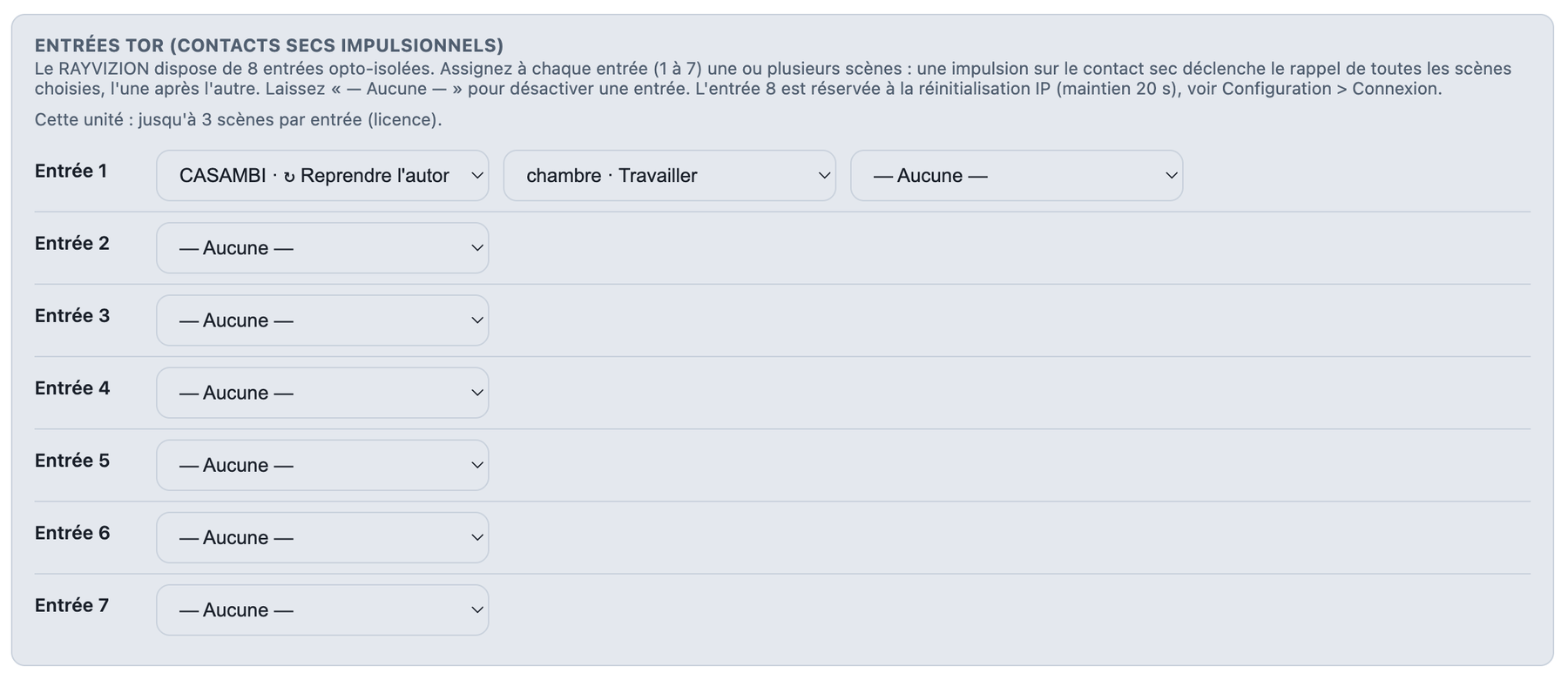 Entrées TOR (contacts secs)