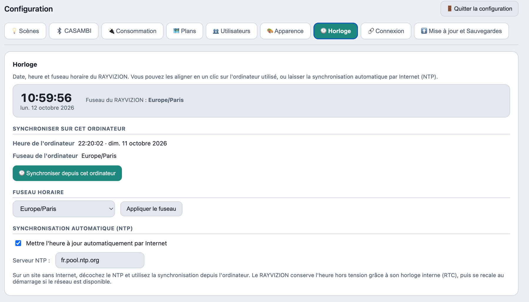Date, heure et fuseau horaire
