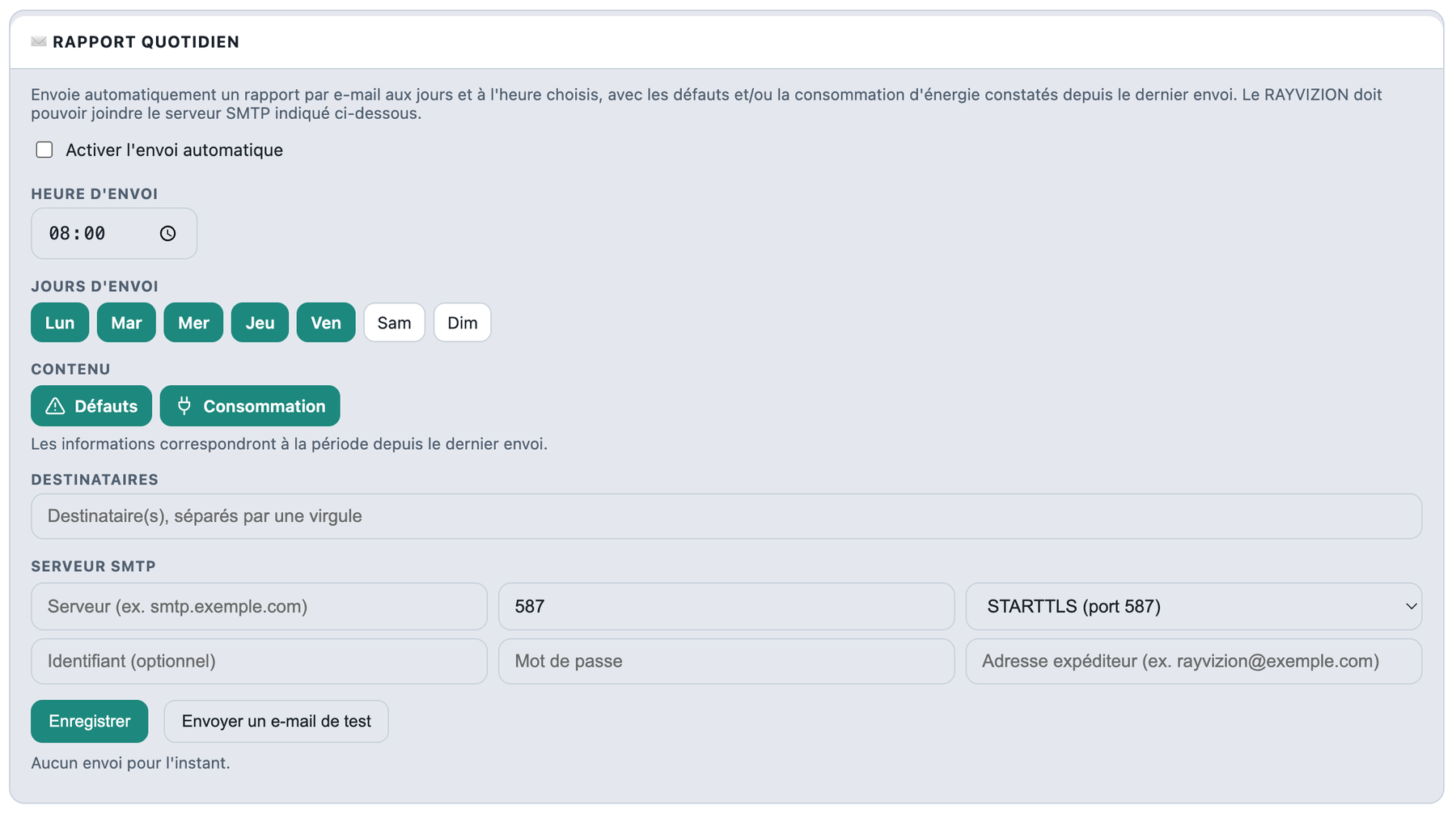 Rapport quotidien par e-mail